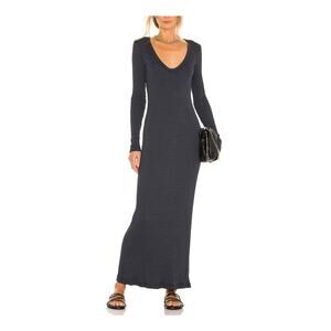 James Perse Black V Neck Rib Dress Size S
